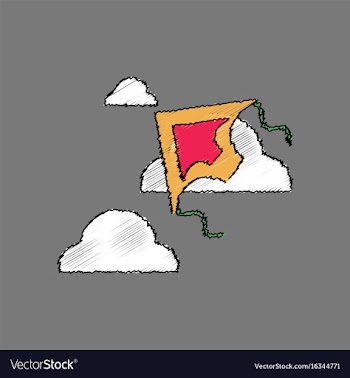 Flat shading style icon kids toy kite vector image
