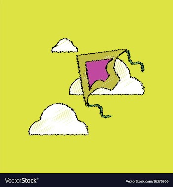 Flat shading style icon kids toy kite vector image