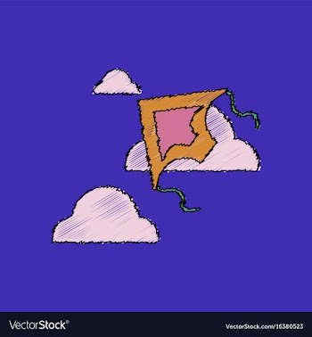 Flat shading style icon kids toy kite vector image