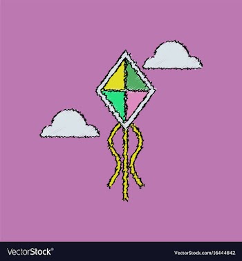 Flat shading style icon kids toy kite vector image