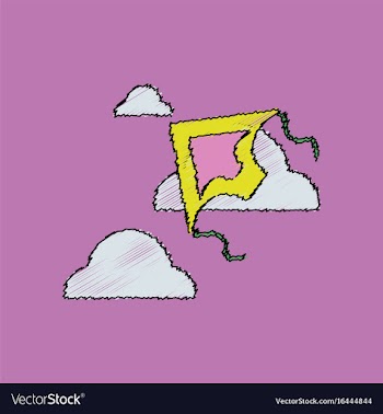 Flat shading style icon kids toy kite vector image