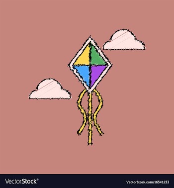 Flat shading style icon kids toy kite vector image
