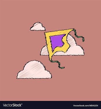 Flat shading style icon kids toy kite vector image