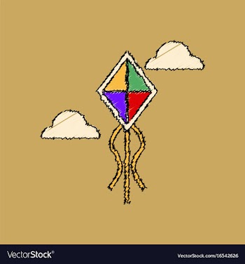 Flat shading style icon kids toy kite vector image