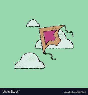 Flat shading style icon kids toy kite vector image