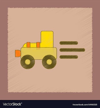 Flat shading style icon kids tractor vector image