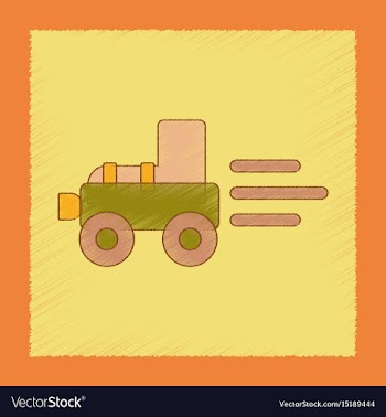 Flat shading style icon kids tractor vector image