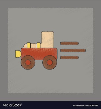 Flat shading style icon kids tractor vector image