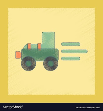 Flat shading style icon Kids Tractor vector image