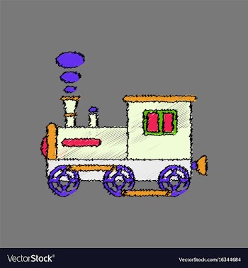 Flat shading style icon kids train vector image