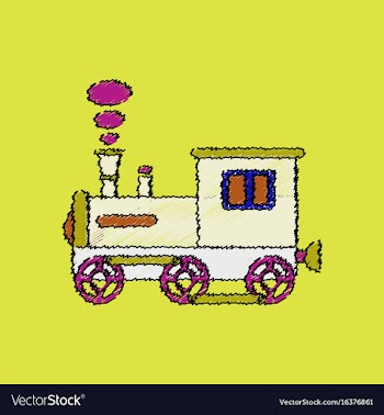 Flat shading style icon kids train vector image