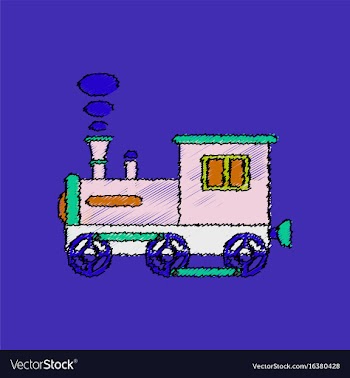 Flat shading style icon kids train vector image