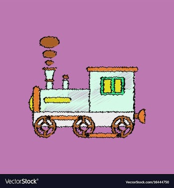Flat shading style icon kids train vector image