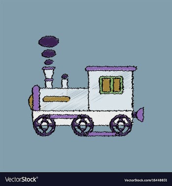 Flat shading style icon kids train vector image