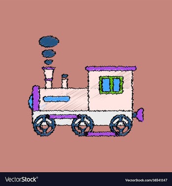 Flat shading style icon kids train vector image