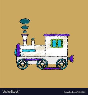 Flat shading style icon kids train vector image