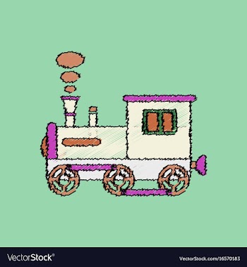 Flat shading style icon kids train vector image