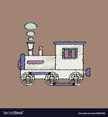 Flat shading style icon kids train vector image