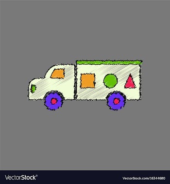 Flat shading style icon kids truck silhouette vector image