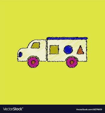 Flat shading style icon kids truck silhouette vector image