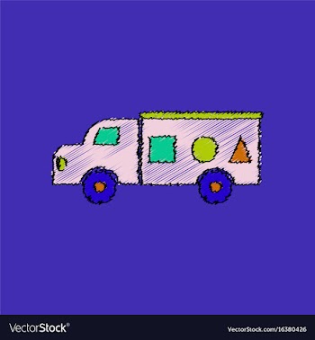 Flat shading style icon kids truck silhouette vector image