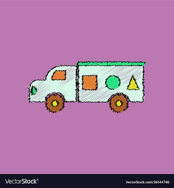 Flat shading style icon kids truck silhouette vector image