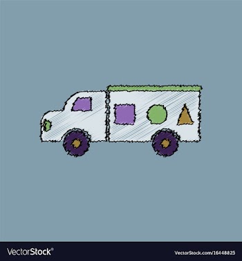 Flat shading style icon kids truck silhouette vector image