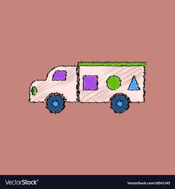 Flat shading style icon kids truck silhouette vector image