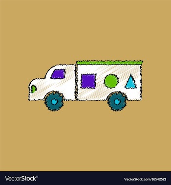 Flat shading style icon kids truck silhouette vector image