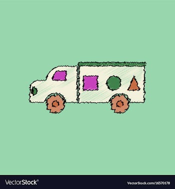 Flat shading style icon kids truck silhouette vector image
