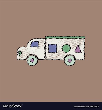 Flat shading style icon kids truck silhouette vector image