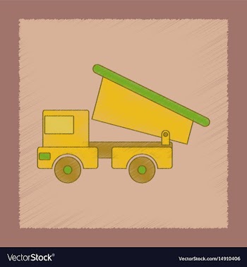 Flat shading style icon kids truck vector image
