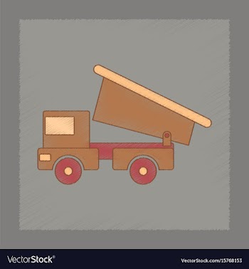 Flat shading style icon kids truck vector image