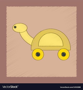 Flat shading style icon kids turtle vector image