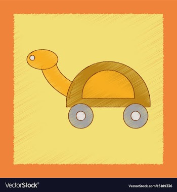 Flat shading style icon kids turtle vector image