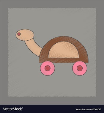 Flat shading style icon kids turtle vector image