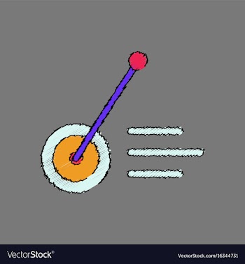 Flat shading style icon kids wheel and stick vector image