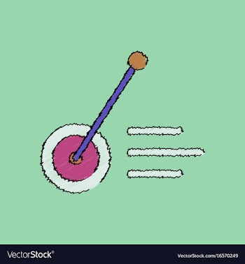Flat shading style icon kids wheel and stick vector image
