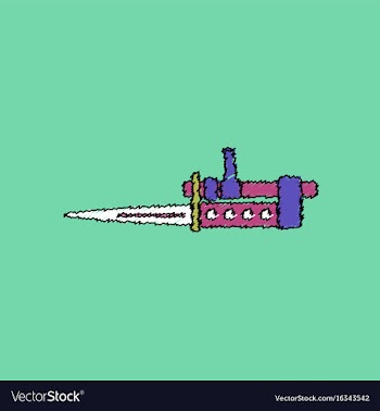 Flat shading style icon knife bayonet on rifle vector image