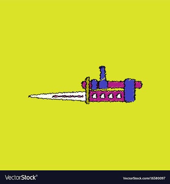 Flat shading style icon knife bayonet on rifle vector image
