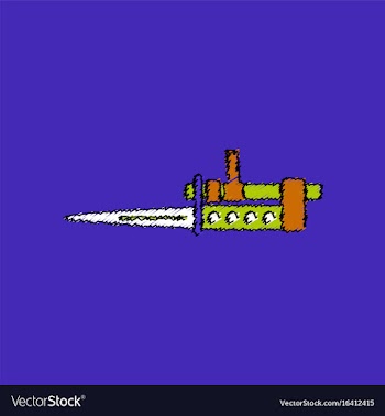 Flat shading style icon knife bayonet on rifle vector image