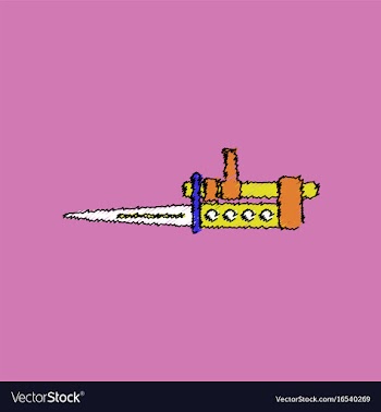 Flat shading style icon knife bayonet on rifle vector image