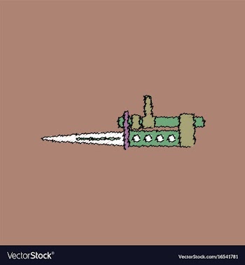 Flat shading style icon knife bayonet on rifle vector image