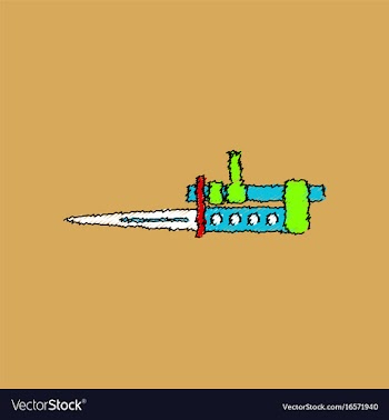 Flat shading style icon knife bayonet on rifle vector image