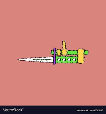 Flat shading style icon knife bayonet on rifle vector image