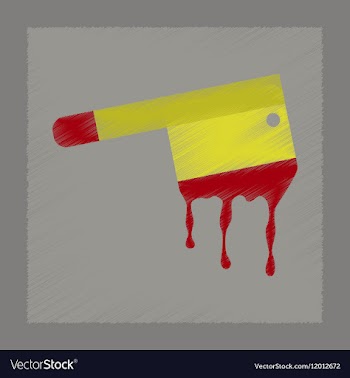 Flat shading style icon knife blood vector image