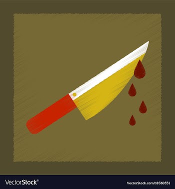 Flat shading style icon knife blood vector image