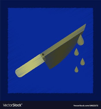 Flat shading style icon knife blood vector image