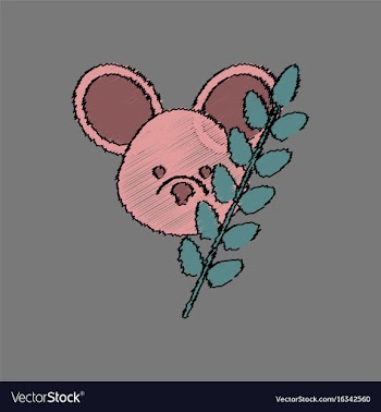 Flat shading style icon koala and plant vector image