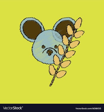 Flat shading style icon koala and plant vector image